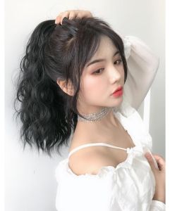 [ hàng hót bao đẹp ] tóc giả nữ cột xù mì ngắn tóc giả buộc tóc giả xù mì tóc giả xoăn sóng