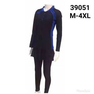 ชุดว่ายน้ำผู้หญิง ชุดว่ายน้ำมุสลิม อิสลาม 39051 แบบ 2 ชิ้น เสื้อแขนยาว+กระโปรงเย็บติดกับกางเกง พร้อมส่ง