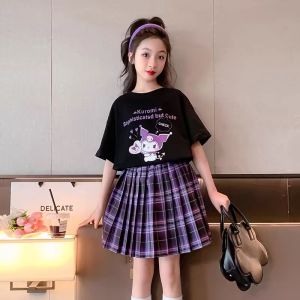 Kuromi clothing girl JK suit girl dress childrens college style pleated skirt(Tidak ada sabuk kirim)