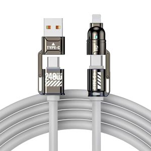 YZlong 240W cực nhanh Sạc 4-Trong-1 cáp cho iPhone & Android Thiết Bị Với Loại C Và Sét Cổng
