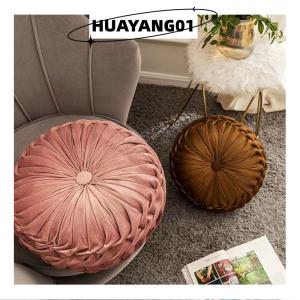 HUAYANG01 [HOT FASHION] Light Luxury Solid Color Dutch Velvet Pumpkin Sofa Pillow Hand Sewn Wheel Shape Chair Waist Pillow Cushion