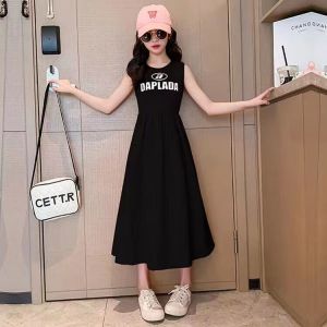 Budak Perempuan Pakaian Pakaian Musim Panas 2024 Rok Rompi Panjang Pertengahan Baru Pakaian Kanak-Kanak Gaun Puteri Lapang Skirt a Barat Bera