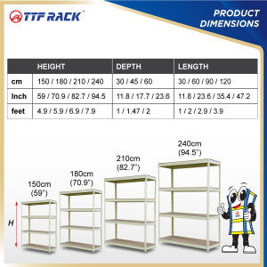TTF Rack™️ VITAL RACK H150-240cm/Rak Besi Serbaguna Boltless Rack Storage Rack Organizer Rak Dapur Office Rack Besi Rack