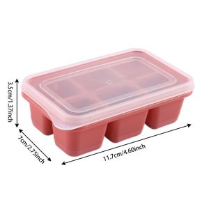 5pcs 6 Grids Silicone Ice Cube Mold with Lid Square Ice Mold Box Silicone Ice Cube Trays Ice Maker for Ice Cream Whiskey Cocktail Cold Drink