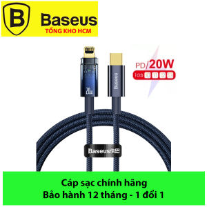 Cáp sạc nhanh B-aseus Tự Ngắt 20W Gen2 B-aseus Explorer Series cho iP/i-P-ad (Type C to IP Auto Power-Off PD 20W)