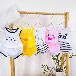 Combo5 bộ quần áo ba lỗ cotton thời trang mùa hè trẻ em bé trai bé gái 3-15kg
