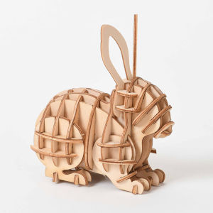 Đồ chơi xếp hình trẻ em trò chơi lắp ráp mô hình lắp ghép trang trí bằng gỗ 3D Con thỏ
