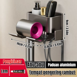 Braket Pengering Rambut Tanpa Pukulan Peniup Rambut Kamar Mandi Toilet Rak Gantung Tempat Penyimpanan Dapat Dipasang Dinding Aluminium Multifungsi Hairdryer Cantolan Holder Hook Rak