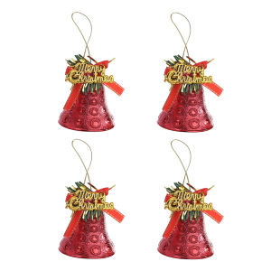4-12 Pcs Christmas Jingle Bells with Bows Xmas Tree Hanging Pendant Ornaments Wedding Christmas Gifts Golden Bells for Home New Year Party Decoration