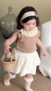 Girls lace doll shirt and short skirt set summer thin baby clothes summer wear custom-made