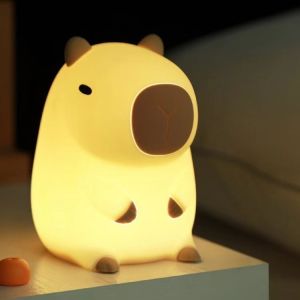 3 Modes Touch Dimming LED Night Light with Digital Clock Tri Color Bedside Lamp USB Rechargeable