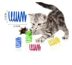 < INLIFE > Cat Pet Toy Color Plastic Spring Telescopic Bouncing Ball Cat Toy 1 pack