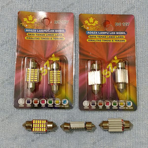 Bola Lampu Kabin LED AOSZX T18 18 titik 31mm 12v putih Bohlam plafon soket festoon (per SET)