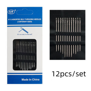 12/24/36ชิ้นตนเองเกลียวเข็มเย็บผ้าสแตนเลสด่วนอัตโนมัติเกลียวเข็มเย็บ Pins หมัดเข็ม T Hreader