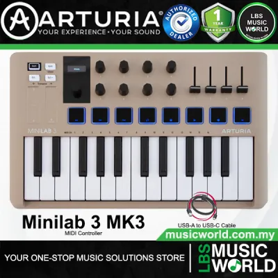 Arturia MiniLab 3 25 Slim Key USB Mini Keyboard Controller (Mini Lab3)