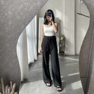 Celana Kulot Highwaist Knit Polos Pinggang Elastis - Gratis Ongkir
