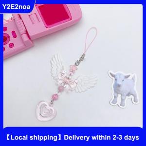 【Local shipping】 Lovely Wings Bow Heart Mobile Strap Phone Pendant Chain For Girls Women Fashion Sweet Keychain Bags Decorative Accessories Gifts