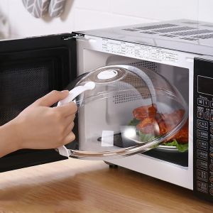 AAVGH High Temperature Resistant Microwave Splash Cover with Steam Vent and Handle Transparent Cover Microwave Splatter Cover Reusable BPA Free Microwave Guard Lid Meal Prep