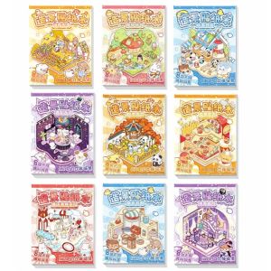 IFFINE 3Pcs Cartoon Miniature Landscape Sticker Collection Visual Stacking Decorative 3D Landscape Sticker Book Kawaii Miniature Scene Collage Children Gift