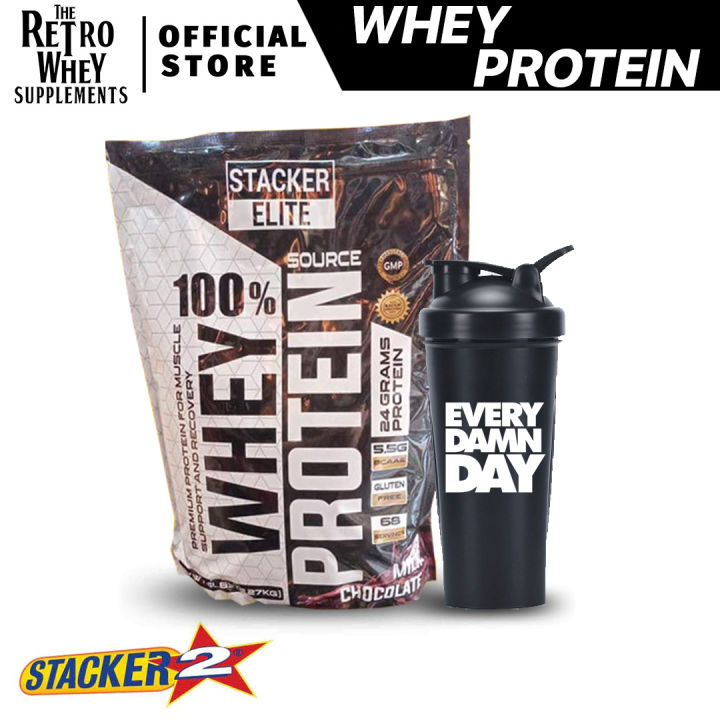 Stacker Elite Whey 5lbs. with or without Shaker The Retro Whey