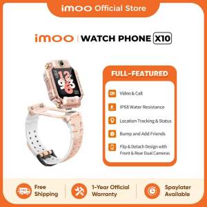 imoo X10 Kids Smart Watch Phone PINK Video Call with 5M+8M Dual Camera 1.6"AMOLED GPS Live-Tracking Detachable IP68 Water Resistant Texting & Voice Message AI Scanner Fitness Calorie Calculator Steps
