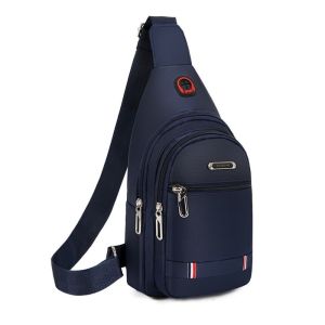 【COD&Fast Delivery】Oxford Cloth Men Messenger Bags Black Blue Grey Brown Rectangle Sling Chest Bag Casual USB Charge Port Shoulder Bag Travel