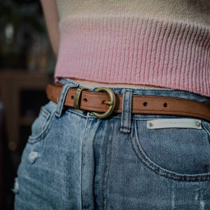 Fashion Luxury Designer Vintage Casual Pure Copper Pin Buckle No Laminated Leather Womens Belt 100% Genuine Leather Korean style Jeans Soft Belt