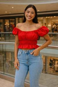 Elegant Ruffle-Trimmed Puff Sleeve Blouse in Multiple Colors EE