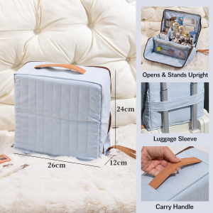 【Lucky Home】 Upright Travel Cosmetic Bag Large Capacity Makeup Organizer Toiletry Case Luggage Sleeve Portable Vanity