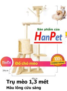 Hanpet - Trụ mèo leo trèo - nhà cây cho mèo (Màu xám) trụ cho mèo chơi đa chức năng cat tree/ nhà mèo cào móng