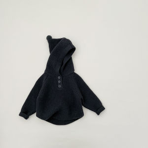 Korean childrens clothing thickened sweaters for spring and autumn stylish hooded pullover knit tops for boys and girls