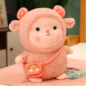 Thú nhồi bông cừu đeo túi lông xù so cute - Size 22cm - Quà tặng gấu bông cừu dễ thương - Gối ôm mềm mịn cho bé.