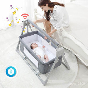 🌟เปลไกวไฟฟ้าเด็กแรกเกิดข้างเตียงตะเข็บเปลอเนกประสงค์: พกพาถอดพับเปลปรับความสูงตะเข็บ