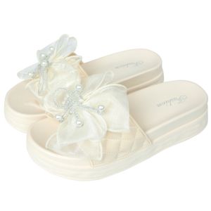 GOOTRADES Soft Sole Mesh Bow Slippers Anti Slip PVC Platform Slippers Women All Match Beachwear Flat Slides Sandals Summer