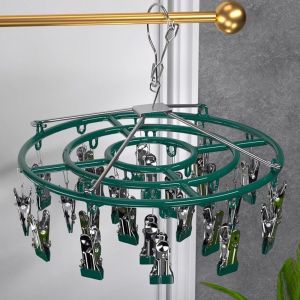 Stainless Steel Clothes Drying Rack Non-slip 18/24 Clips Socks Underwear Clips Space-saving Windproof Clothes Hanger2026