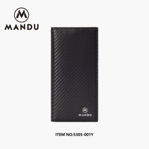 MANDU กระเป๋าสตางค์สำหรับผู้ชาย2024ยาวแบบมีตัวหนีบใหม่กระเป๋าสตางค์ความจุมากคาร์บอนไฟเบอร์แบบพับได้กระเป๋าเงินแบบแปรงกันขโมยอเนกประสงค์