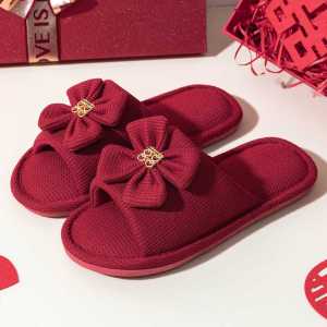 Lidani Wedding Slippers Summer Indoor Home Festive Red CoupleS Bridal Slippers 2649