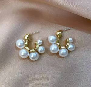 ems fashion hypoallergenic Korean Elegant Diamond Pearl Earrings Fashion Simple Earrings