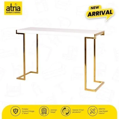 Atria Meja Rectangular Console Leo 123x39x76Cm White/Gold