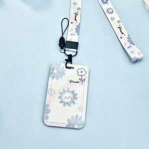 FLOWERS Lanyard card holder ID Credit Bank Business Card Students Bus Neck Lanyard Card Case