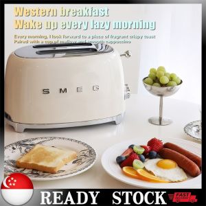[In Stock]SMEG 2 Slice Toaster Retro TSF01 White Cream Color with Lid 50s Retro Style Aesthetic Oven Toaster Bread