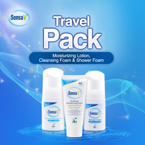 SensaV Travel Pack – Moisturizing Lotion 20ML Facial Cleanser 25ML Body Wash 25ML