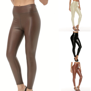Womens Skinny PU Leather Pants High Elasticity Slim Fit Trousers Fashionable Ankle Length Leggings for Trendsetters