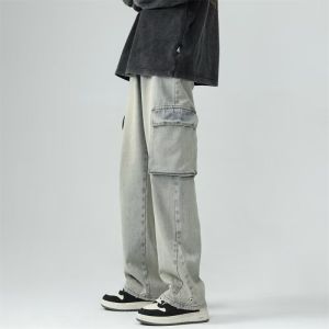 Mens Jeans Summer Loose Jeans Stylish Pocket Decor