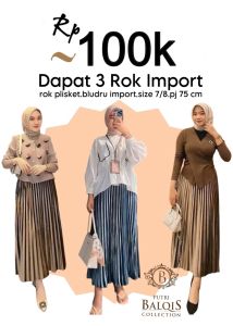 [PAKET HEMAT 100/3] ROK PLISKET BLUDRU PENDEK 7/8 RANDOM