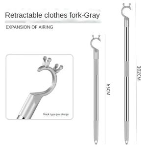 Retractable Clothes Fork Stainless Steel Hanging Clothing Rod Clothes Fork Clothes Pole Hanger Aluminum Alloy