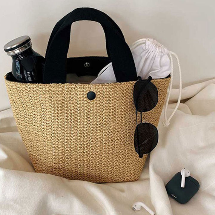 Women′ S Beach Straw Handbag Straw Beach Bag Handmade Straw Bag