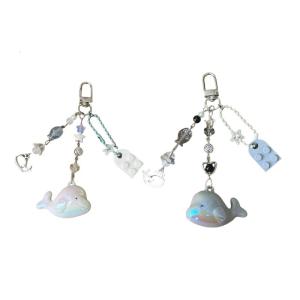 Handmade Dolphin Beaded Keychain Cuteness Acrylic Alloy Texture Suitable for Youthful Women and Fashion Enthusiasts