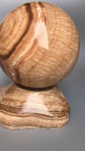 CẦU BI ĐÁ SPENTINE VÀNG VÂN GỖ ĐK 19 CM