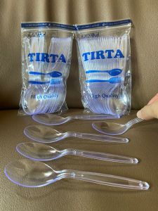 Sendok Makan Plastik Higienis Premium BENING merk TIRTA 1 pack isi 25 pcs... Bahan KOKOH / KUAT dan ANTI PECAH